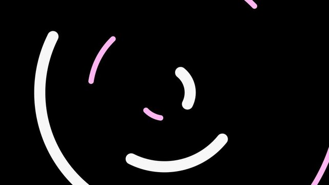 Looped colourful and white alternating circular swoosh transition motion graphics in red, blue and pink with alpha channel transparency. For video intro and outro.