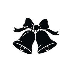 A pair of christmas bells with a decorative bow isolated on white background, symbolizing holiday cheer and wedding celebrations