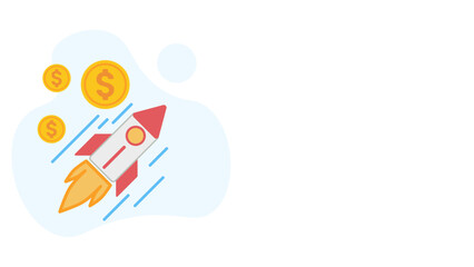 Start-up in business with big profit potential. Background with place for text. Vector illustrations in flat design style