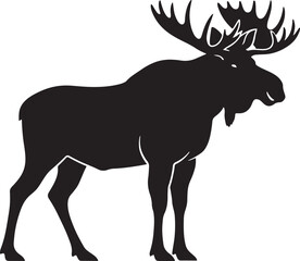 Obraz premium Silhouette illustration of a majestic moose animal depicting nature and wilderness with antlers