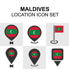 Maldives-inspired pins with flag and tropical beach vibes for travel themes.