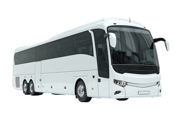 Modern white tour bus isolated on black background