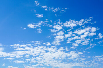 Clear Blue Sky with Scattered White Clouds on a Sunny Day in a Peaceful Atmosphere