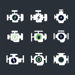 Electric Engine Car Icon Set