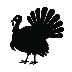 Black Turkey Silhouette Illustration for Thanksgiving and Autumn Holiday Designs