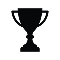 A black trophy, isolated on white background, symbolizes victory, achievement, and success in a competition