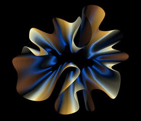 Abstract flower vector poster with colorful gradient line waves. Modern vector background cover template with 3D effects in motion. Artistic design for cover, flyer, interior design, social media, ads
