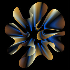 Abstract flower vector poster with colorful gradient line waves. Modern vector background cover template with 3D effects in motion. Artistic design for cover, flyer, interior design, social media, ads