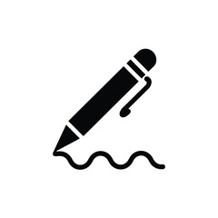 Black and White Illustration of a Pen Writing a Wavy Line
