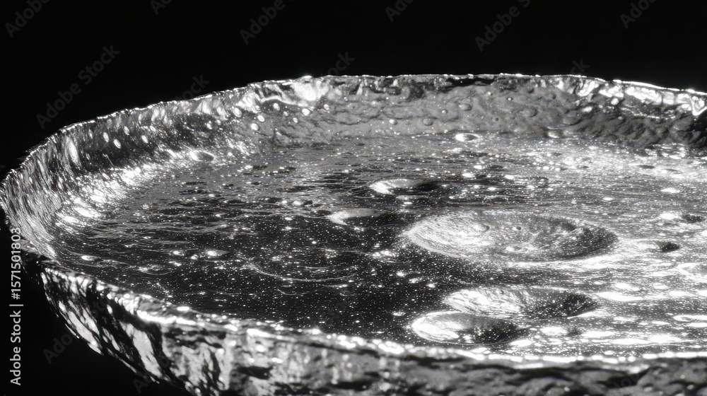 Poster metallic surface with unique textures and reflections in black background