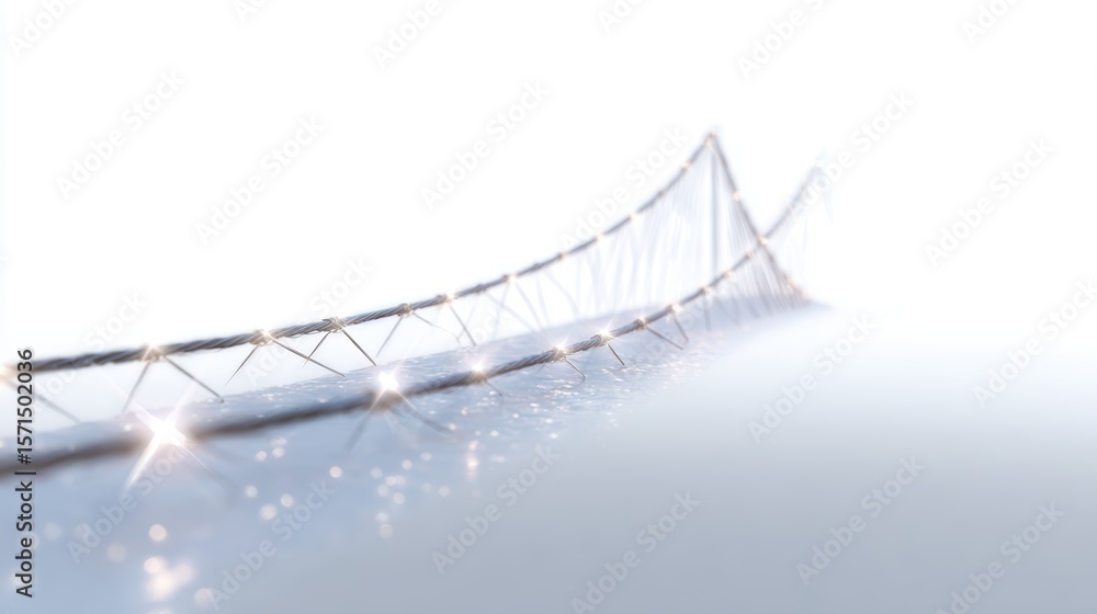 Aufkleber a conceptual image of a bridge made of light connecting two distant points, isolated on a pure white