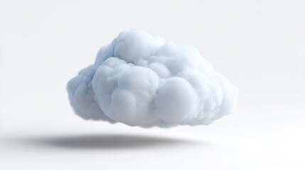 A minimalist white cloud icon or 3D rendering, isolated on a clear white background. Cloud computing, weather, digital storage.