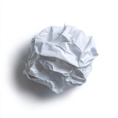 Obraz premium A single, white crumpled piece of paper, isolated on a pure white background. Idea, mistake, waste.