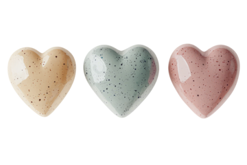 watercolor hearts in pastel tones, abstract pattern on a white background