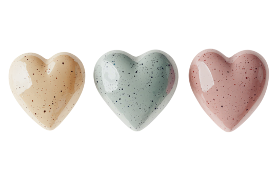 watercolor hearts in pastel tones, abstract pattern on a white background