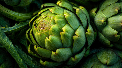 Fototapeta premium Fresh green globe artichoke ready for harvest