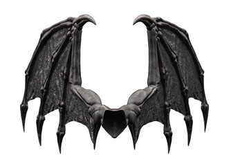 3d rendering black demon wings isolated