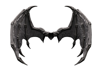 3d rendering black demon wings isolated