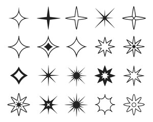 Collection of Starburst Sparkle Shapes and Geometric Star Designs vector