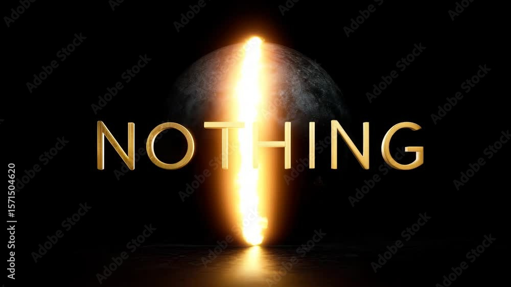 Poster a cosmic visual featuring large golden text reading 