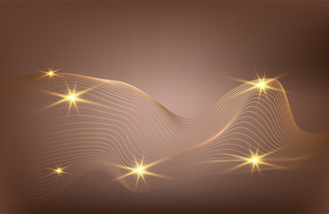 Abstract Music background. Big Data Particle Flow Visualisation chemical industry. Science infographic futuristic illustration. Sound wave. Premium background design with mocha mousse sound wave