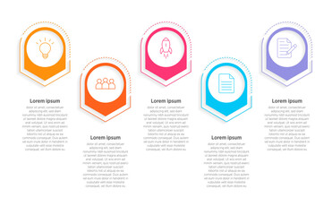 Vector infographic arrow template with 5 steps. Business growth concept. Can be used for web design, timeline, diagram, chart, graph, business presentation.