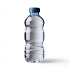 A generic, unbranded transparent plastic water bottle full, isolated on a white background. Hydration, eco-friendly.