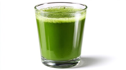 Fototapeta premium Spinach cucumber and celery green juice blend in a tall slim glass clean and isolated with no background or shadow overlay cut out on isolated transparent removed background