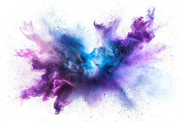 Hyper Realistic cosmic energy burst with swirling nebula colors, white background