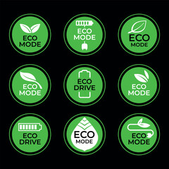 Eco mode Icon Set on Car for Energy Saving and Reducing Electricity Consumption Concept