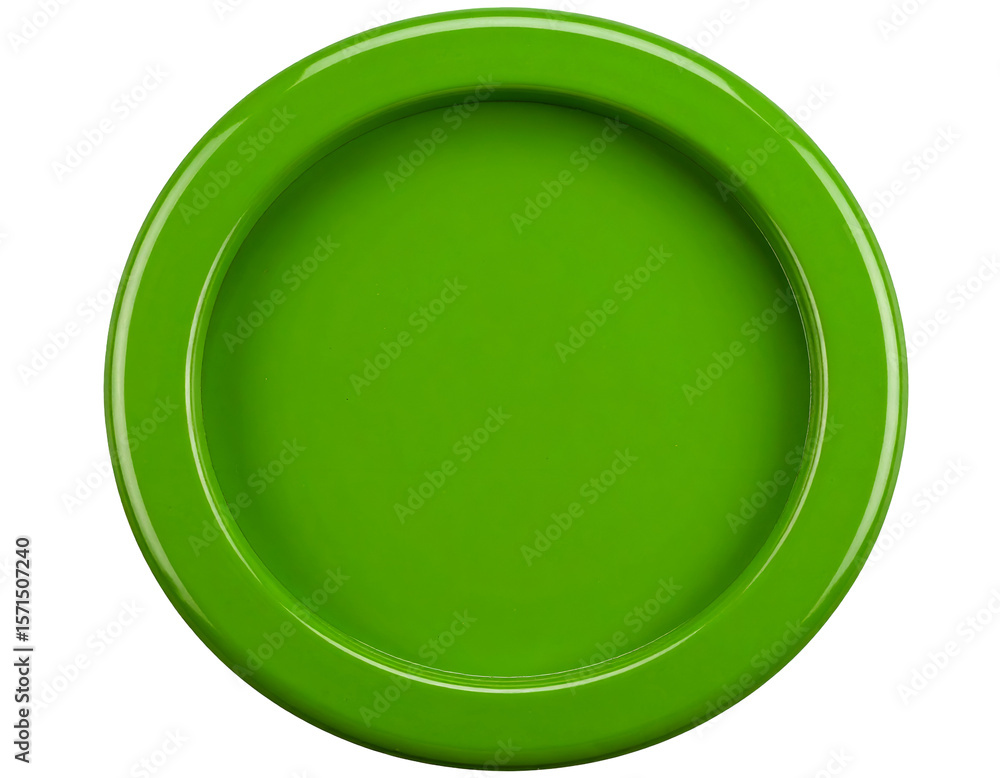 Poster a vibrant green circular object with a glossy finish creates a clean and modern visual.