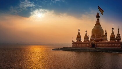 Beautiful Hindu Temple Background with Traditional Art and Design
