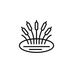 Cattails in Pond Line Art Icon Simple Black and White
