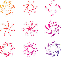 Sparkle Star Icon Set - Vector Stock Illustration. Different forms of stars, constellations, galaxies