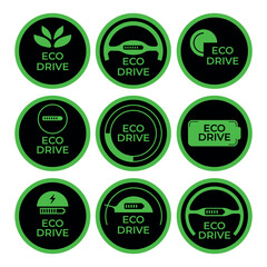 Eco mode Icon Set on Car for Energy Saving and Reducing Electricity Consumption Concept
