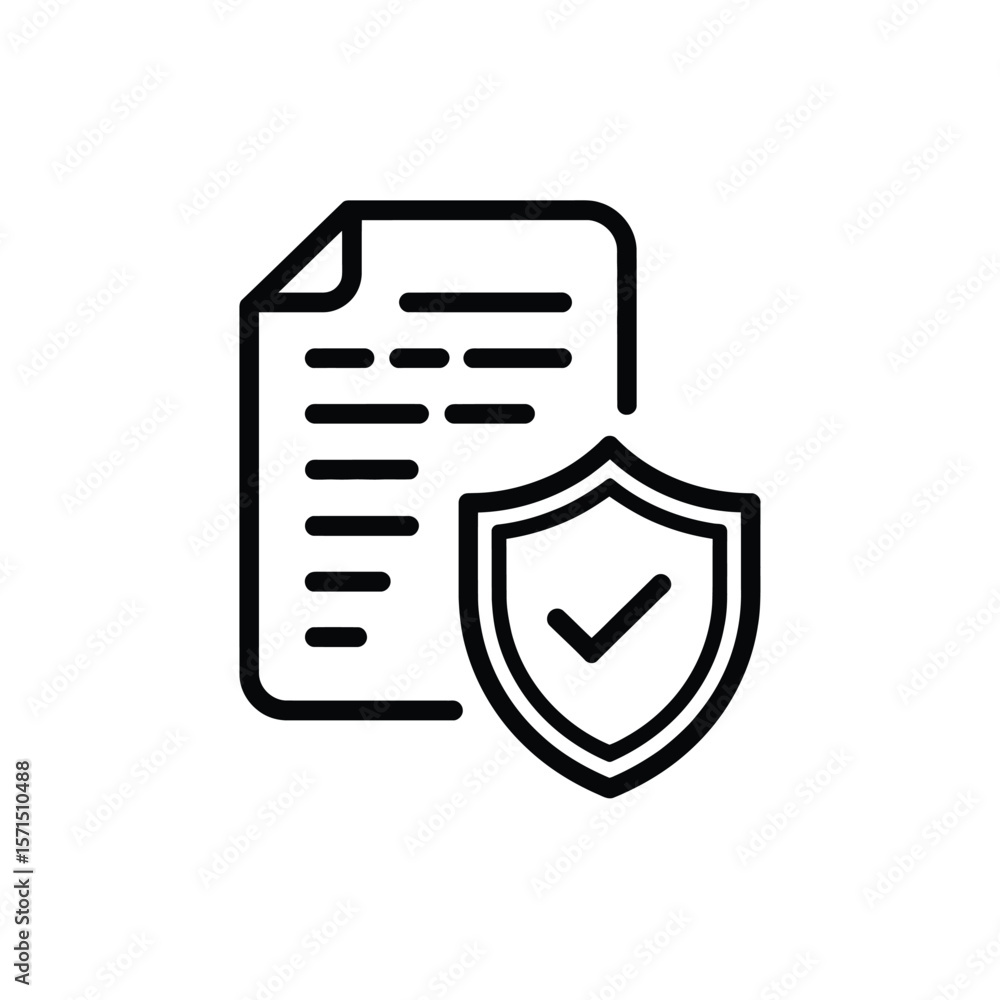 Poster document with shield and check mark icon for security and protection