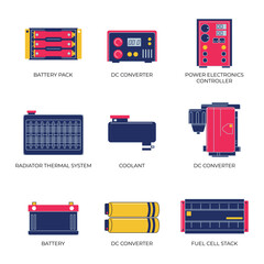 Electric Vehicle Car Icon Set