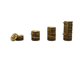 積み上げられたビットコインの3Dイラスト