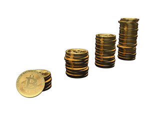 積み上げられたビットコインの3Dイラスト