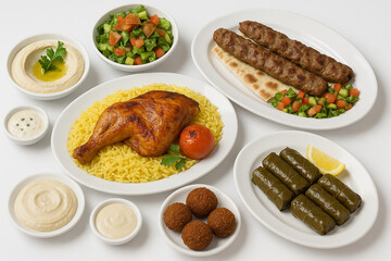 middle east chicken Biriyani with white background