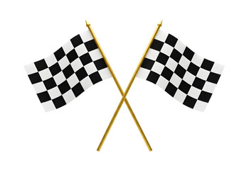 Fototapeta premium Two Crossed Checkered Racing Flags – Motorsport Competition and Victory Symbol, Isolated on White or Transparent Background