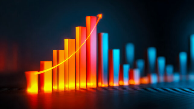 Vibrant bar and line graph illustrating growth trends and data analysis - Powered by Adobe