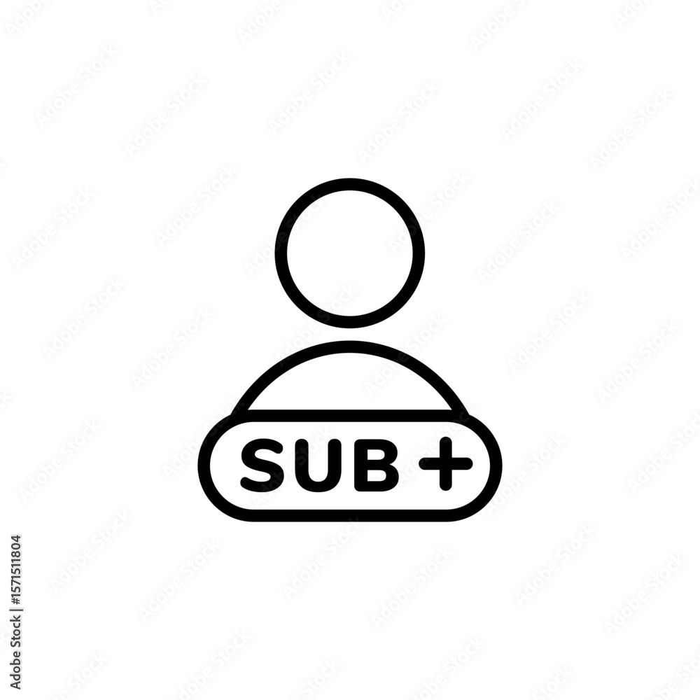 Poster icon showing a user silhouette and plus. represents function for adding new subscribers easily.