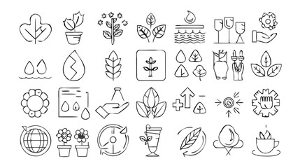 Hand drawn nature elements and eco friendly related icons arranged together in a pattern