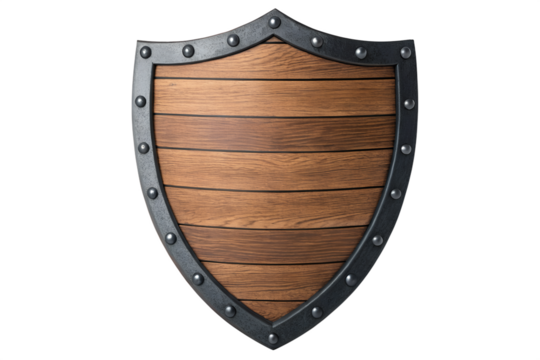 Medieval Wooden Shield  Robust Protection,  Historical Design,  Dark Metal Trim