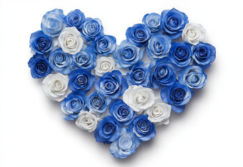  roses arranged in the shape of a heart, isolated on a white background, flower, bouquet