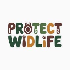 Protect Wildlife Text Graphic with Animal Paw Prints and Bear Ears