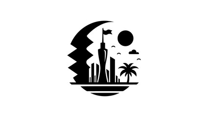 Qatar building silhouettes in black color vector