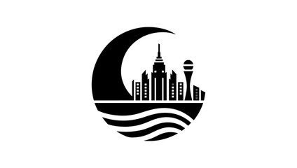 Qatar building silhouettes in black color vector