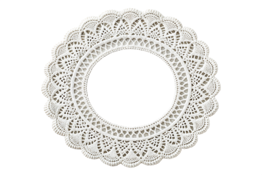 Elegant White Lace Round Frame Design, Decorative Circular Ornament